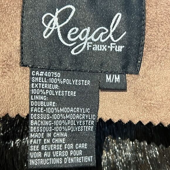 Regal Brown Faux‎ Fur Faux Suede Ruffle Front Coat Size M NWOT - Picture 12 of 13